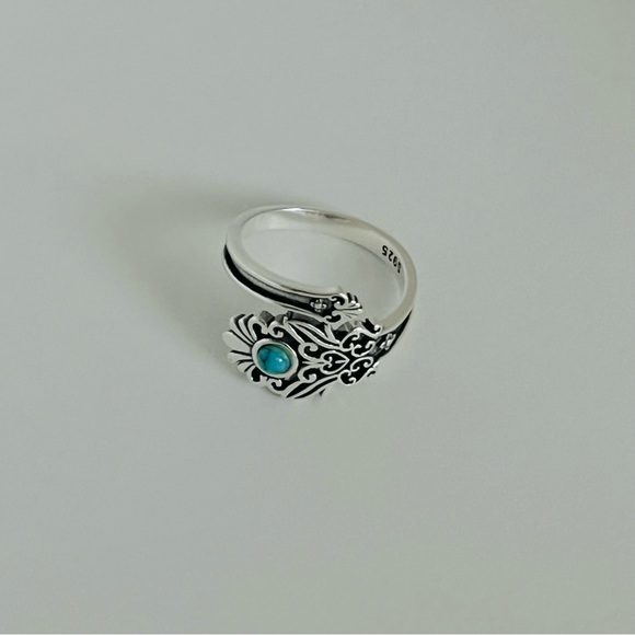 Sterling silver turquoise ring, wrap around ring, wrap around turquoise ring - Picture 8 of 15